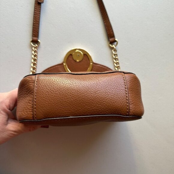 Michael Kors Fulton Small Crossbody Handbag Luggage Brown Leather Adjustable - Picture 3 of 11